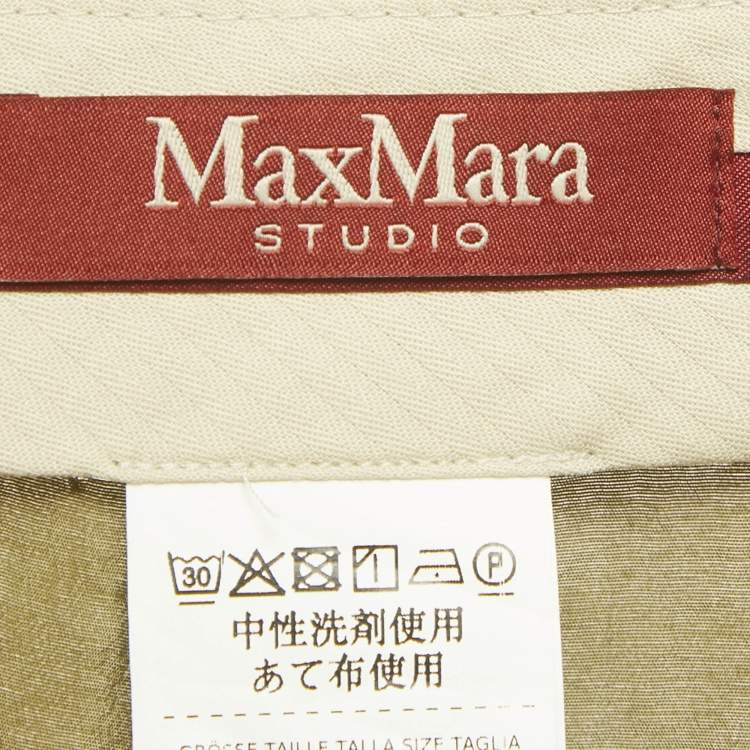 Pre Owned Max Mara Studio Green Crepe Straight Leg Trousers S