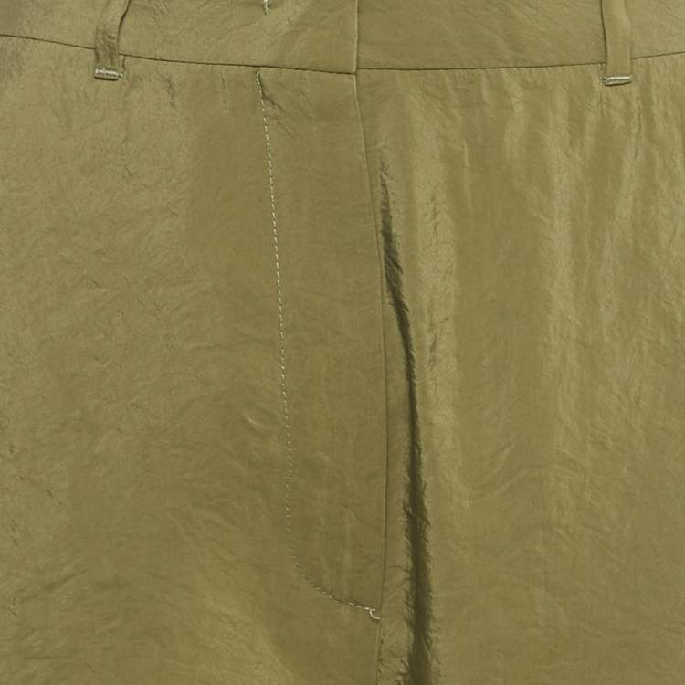 Pre Owned Max Mara Studio Green Crepe Straight Leg Trousers S