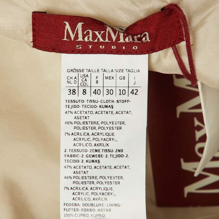 Pre Owned Max Mara Studio Cream Floral Patterned Crepe Short Dress M