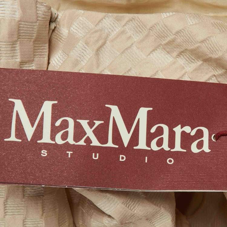 Pre Owned Max Mara Studio Cream Floral Patterned Crepe Short Dress M