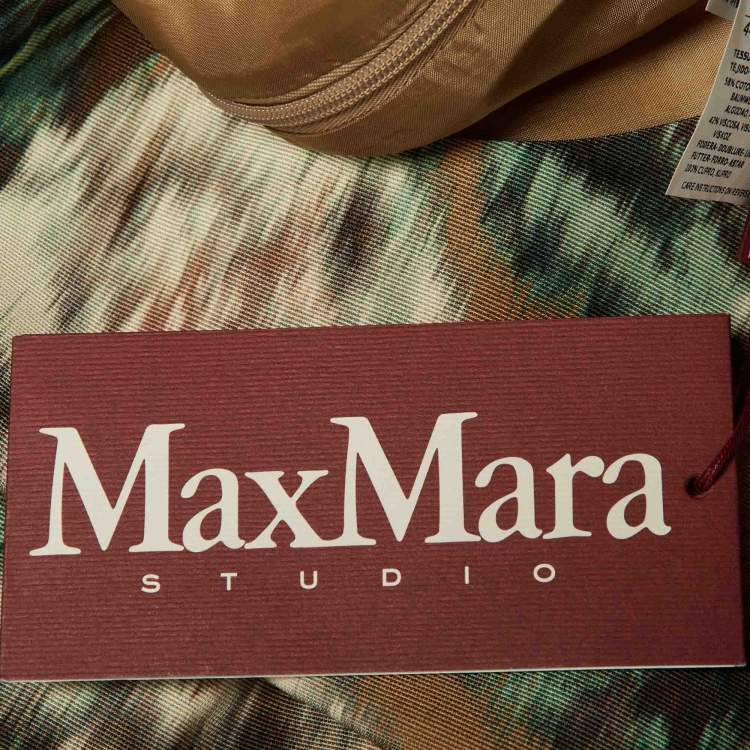 مملوكة مسبقًا فسِتان ميدي ماكس مارا استوديو بُني بطبعات قطن ممزوج مقاس كبير جدًا (إكس لارج)