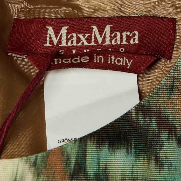 مملوكة مسبقًا فسِتان ميدي ماكس مارا استوديو بُني بطبعات قطن ممزوج مقاس كبير جدًا (إكس لارج)