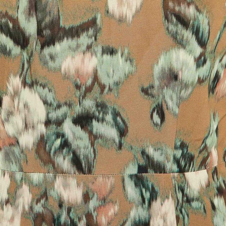 مملوكة مسبقًا فسِتان ميدي ماكس مارا استوديو بُني بطبعات قطن ممزوج مقاس كبير جدًا (إكس لارج)