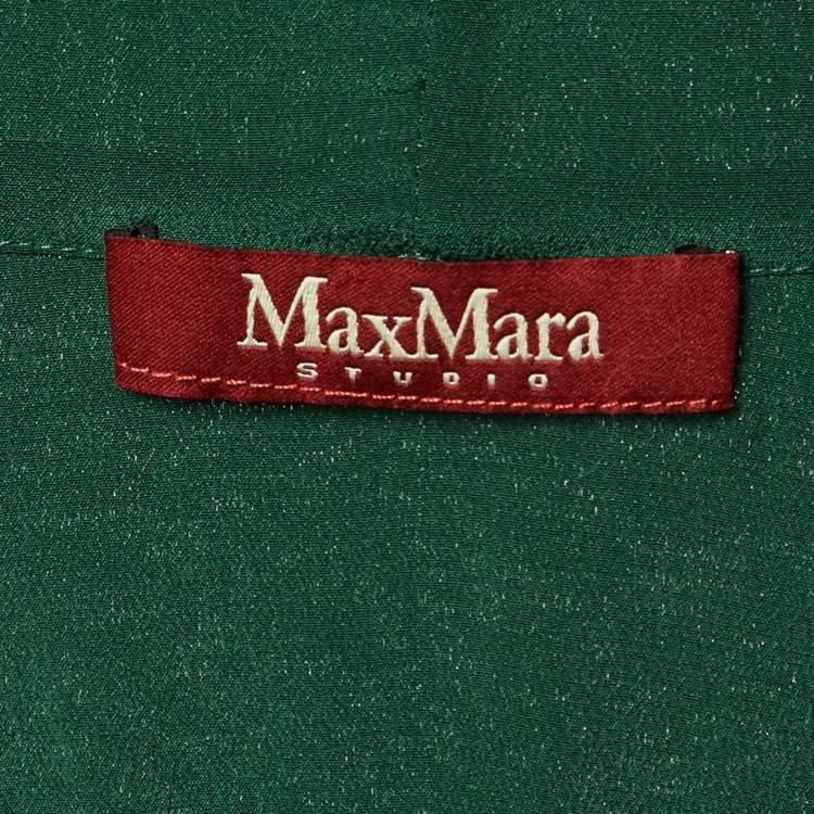 Pre Owned Max Mara Studio Green Crepe Silk Tiered Maxi Dress M