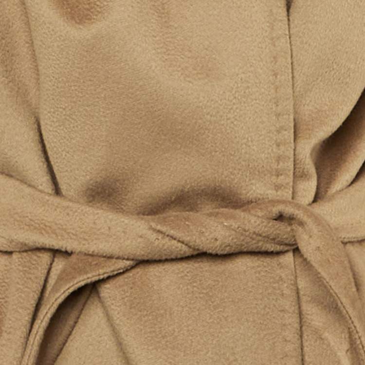 مملوكة مسبقًا Max Mara Studio Beige Wool Detachable Fur Hood Coat L