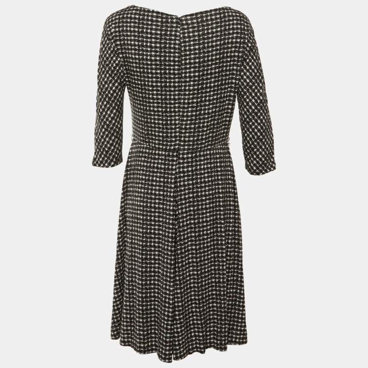 Pre Owned Max Mara Studio Black Printed Jersey Midi Dress L