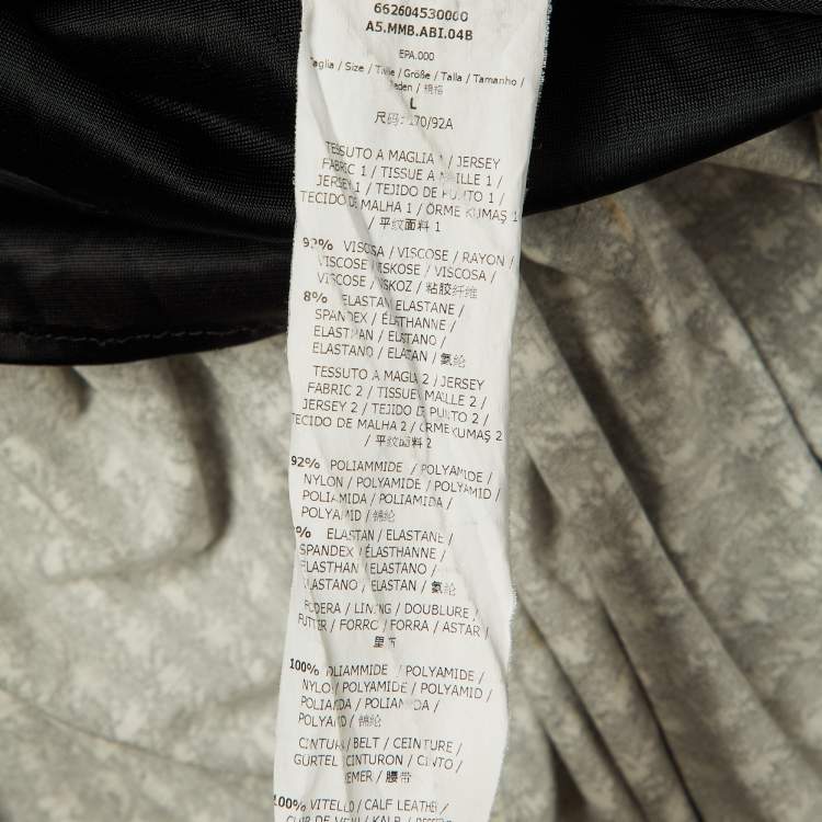 Pre Owned Max Mara Studio Black Printed Jersey Midi Dress L