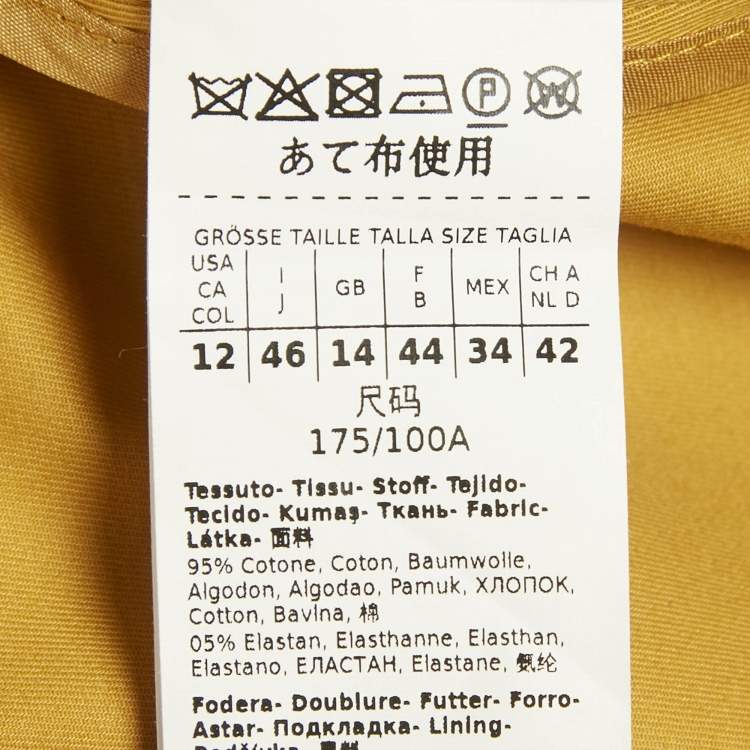 Pre Owned Max Mara Studio Yellow Cotton Jacket L