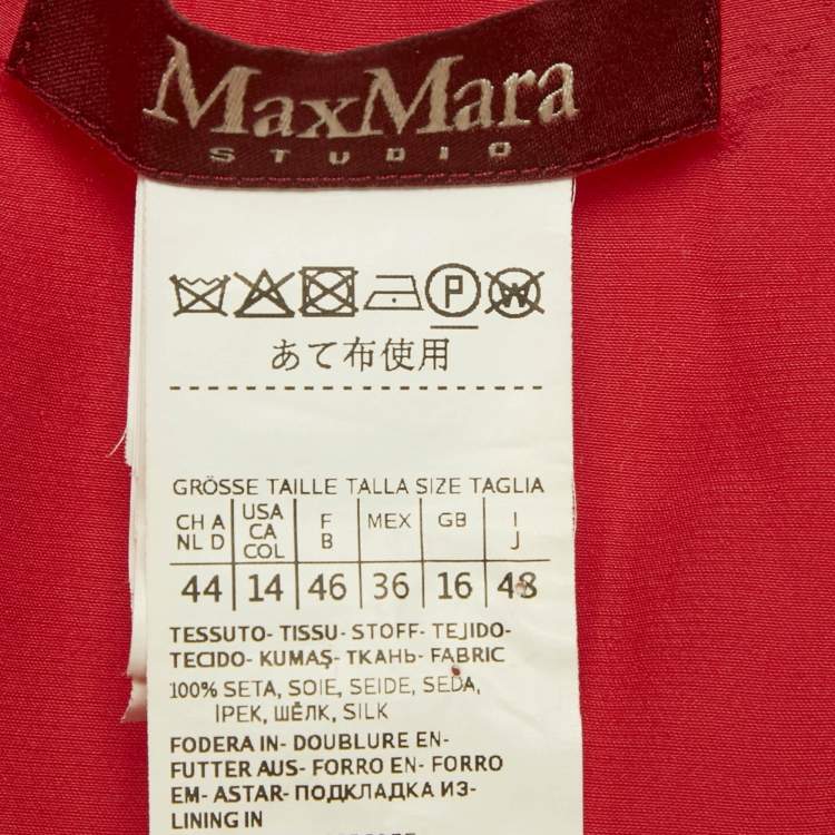 مملوكة مسبقًا Max Mara Studio Red Silk Belted Wrap Dress L