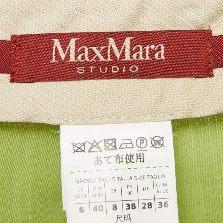 Pre Owned Max Mara Studio Green Gabardine High-Rise Trousers S