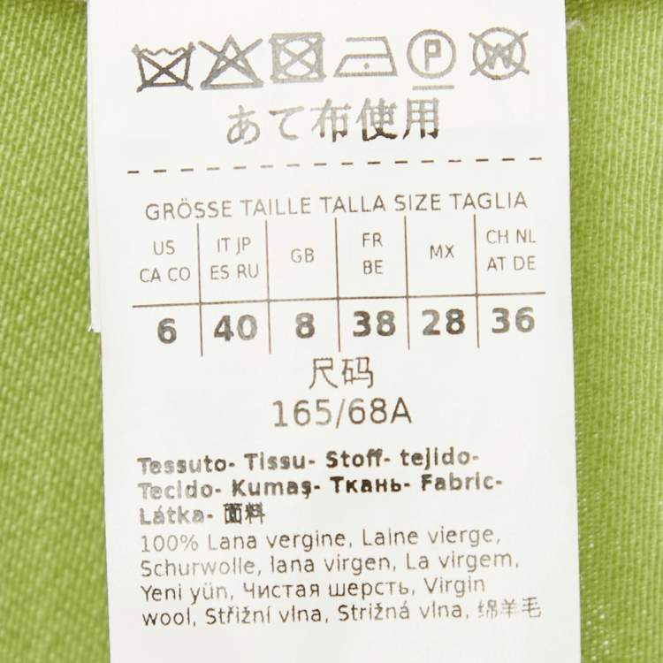 Pre Owned Max Mara Studio Green Gabardine High-Rise Trousers S