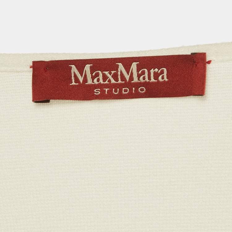 مملوكة مسبقًا Max Mara Studio White Stretch Knit Open Front Long Cardigan S