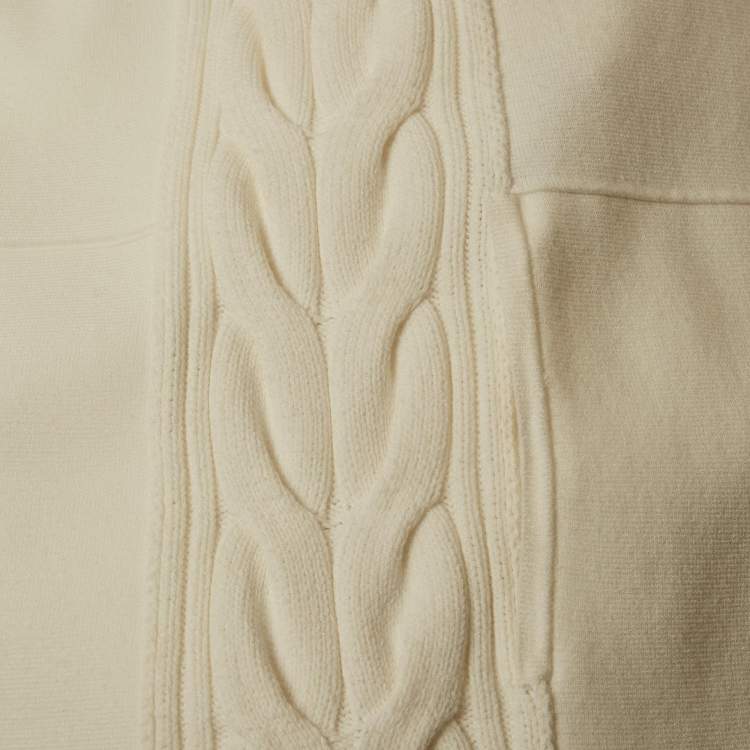 مملوكة مسبقًا Max Mara Studio White Stretch Knit Open Front Long Cardigan S