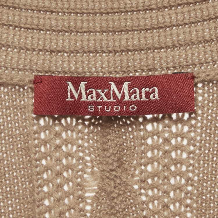 Pre Owned Max Mara Studio Cable Knit Wool Belted Cardigan M