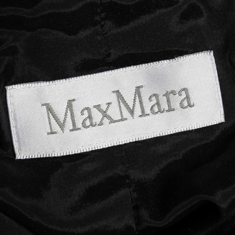 Pre Owned Max Mara Black Striped Crepe Belted Button Front Blazer M