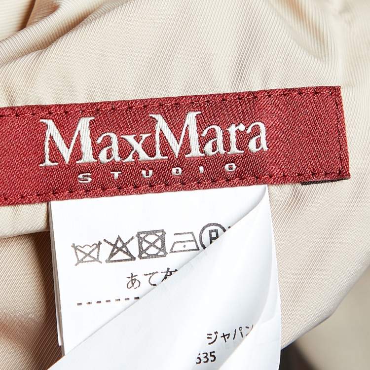 Pre Owned Max Mara Studio Brown Synthetic Hooded Belted Reversible Jacket XS