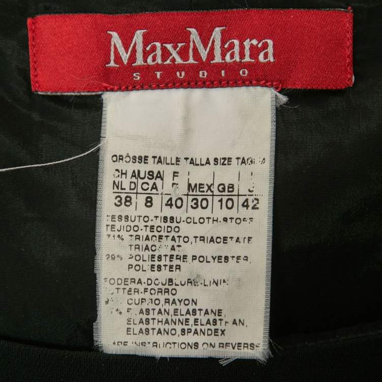 Pre Owned Max Mara Studio Black Crepe Draped Midi Dress M
