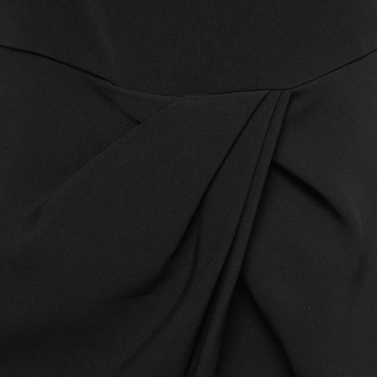 Pre Owned Max Mara Studio Black Crepe Draped Midi Dress M