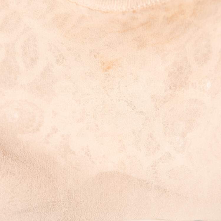 Pre Owned Max Mara Studio Pale Pink Lace Sequined Paneled Top S