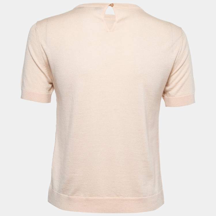 Pre Owned Max Mara Studio Pale Pink Lace Sequined Paneled Top S