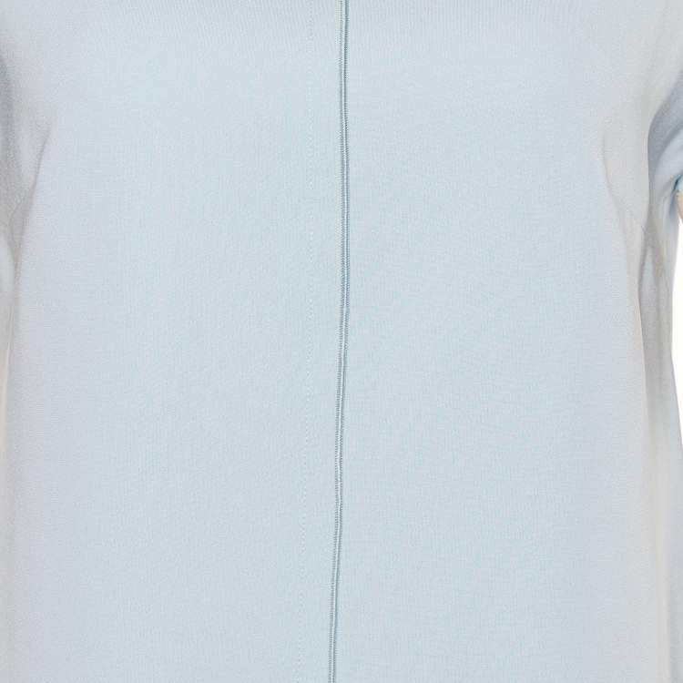 Pre Owned Max Mara Studio Blue Crepe Contrast Sleeve Blouse M