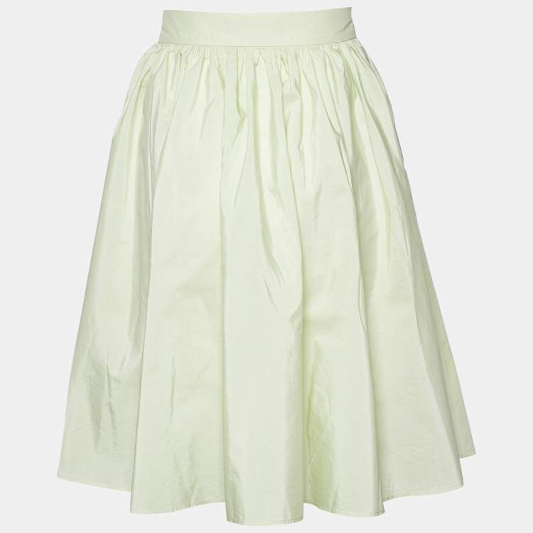 Pre Owned Max Mara Studio Light Green Cotton & Silk Mini Skirt S