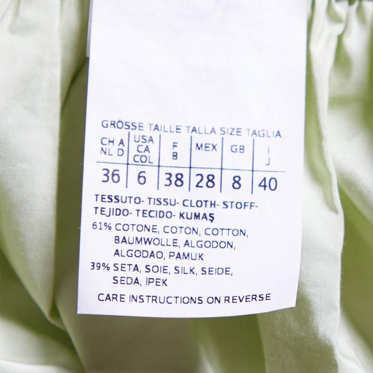 Pre Owned Max Mara Studio Light Green Cotton & Silk Mini Skirt S