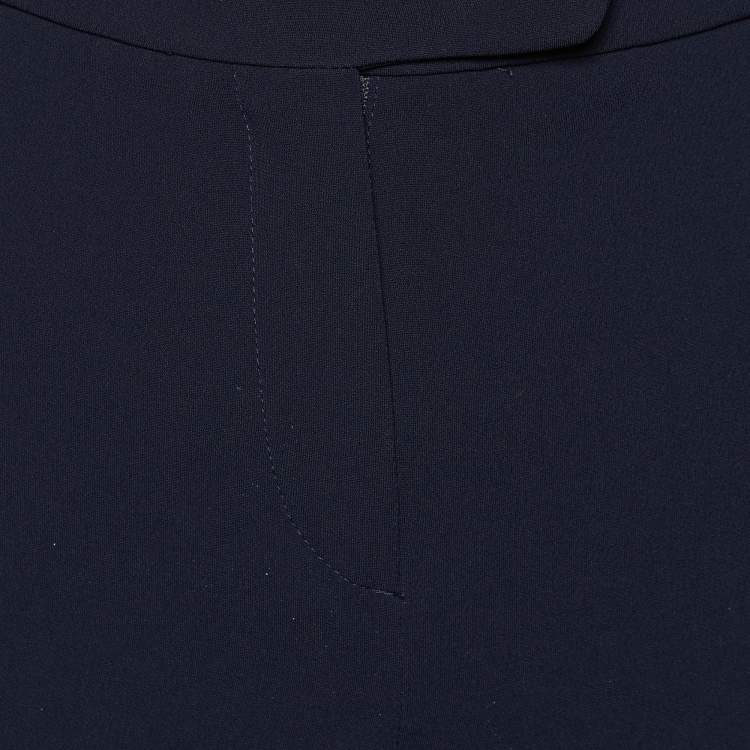 Pre Owned Max Mara Studio Navy Blue Crepe Tapered Leg Trousers S
