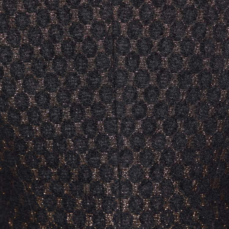 Pre Owned Max Mara Studio Brown Lurex Jacquard hook Front Jacket M