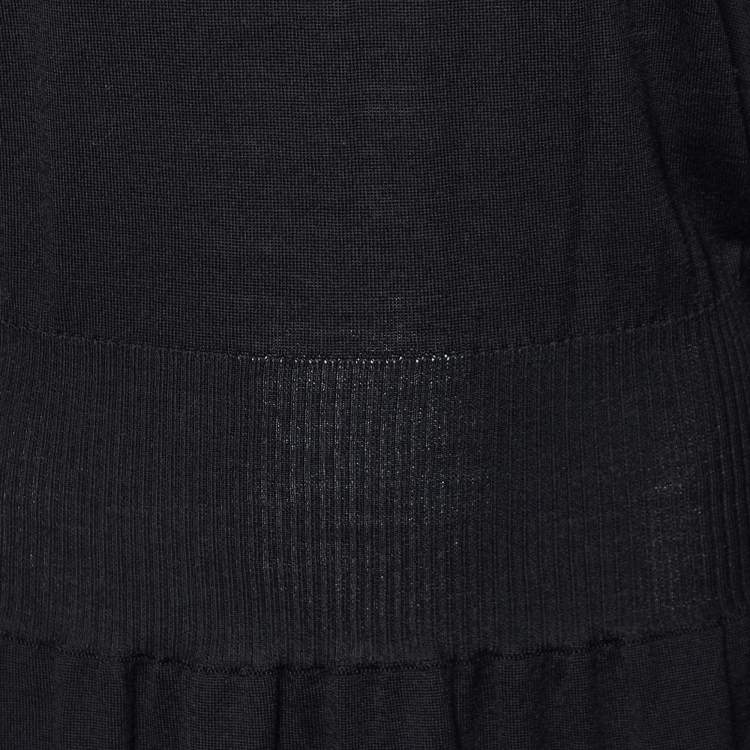 Pre Owned Max Mara Studio Black Wool Knit Midi Dress L