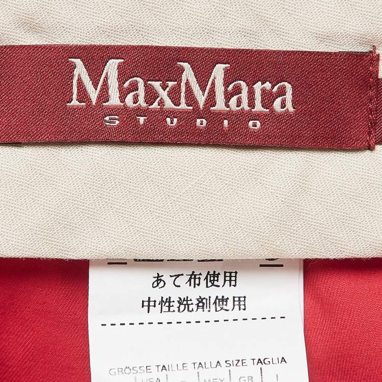 Pre Owned Max Mara Studio Red Gabardine Regular Fit Trousers L