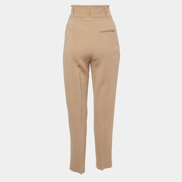Pre Owned Max Mara Studio Brown Crepe Trousers M
