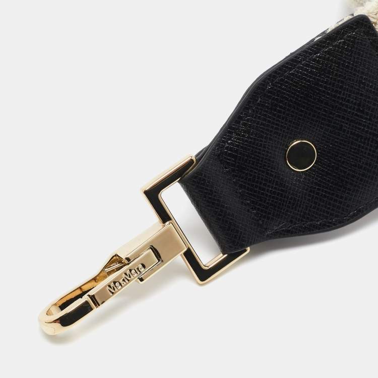 Pre Owned Max Mara Beige/Black Canvas and Leather Shoulder Bag Strap