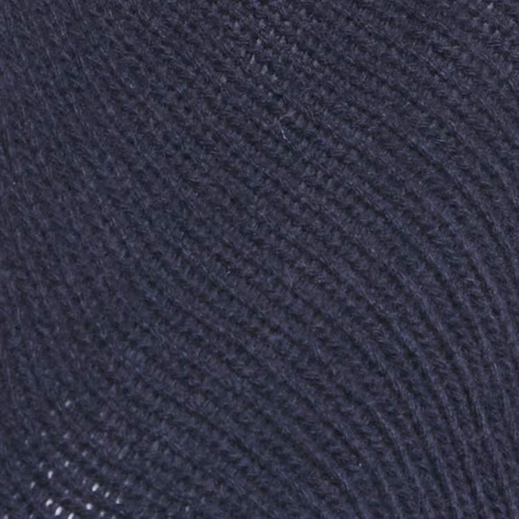 Pre Owned Max Mara Navy Blue Wool Knit Fringed Triangular Shawl 