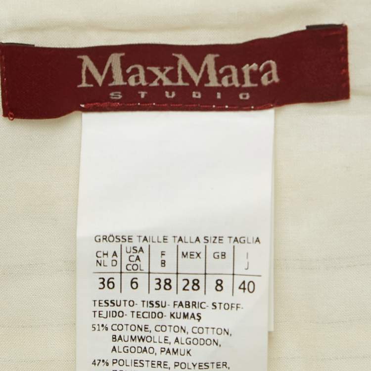 Pre Owned Max Mara Cream Lurex Stripe Cotton Blend Blouse S