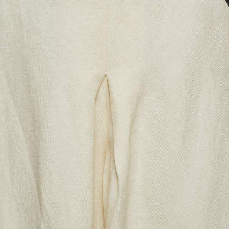 Pre Owned Max Mara Cream Linen Blend Nievo Culottes M
