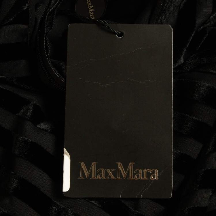 Pre Owned Max Mara Black Devore Petticoat Maxi Dress M