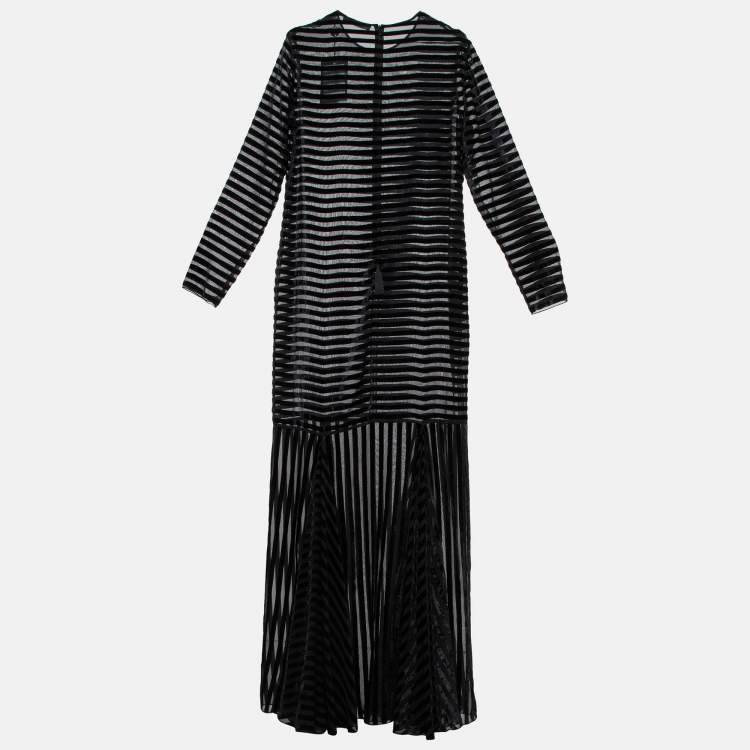 Pre Owned Max Mara Black Devore Petticoat Maxi Dress M
