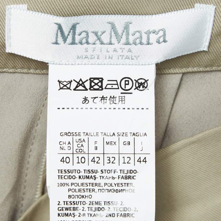 Pre Owned Max Mara Beige Crepe Pleated Flared Capri Pants M