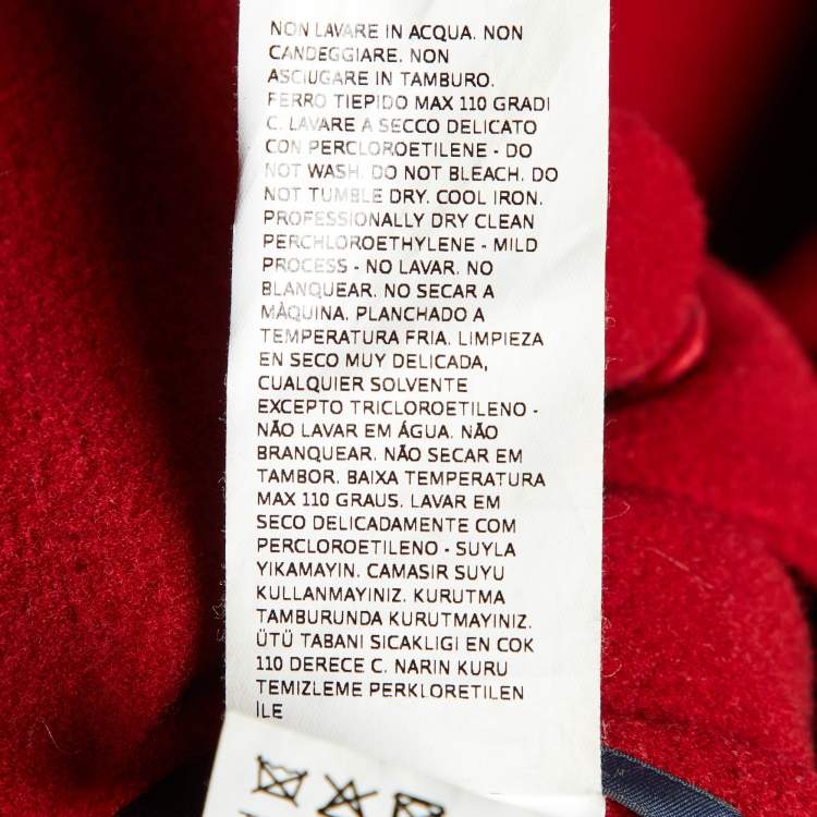 Pre Owned Max Mara Red Virgin Wool Mid-Length Coat S