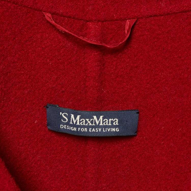 Pre Owned Max Mara Red Virgin Wool Mid-Length Coat S
