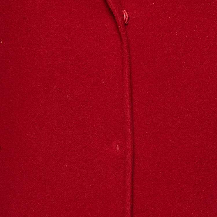 Pre Owned Max Mara Red Virgin Wool Mid-Length Coat S