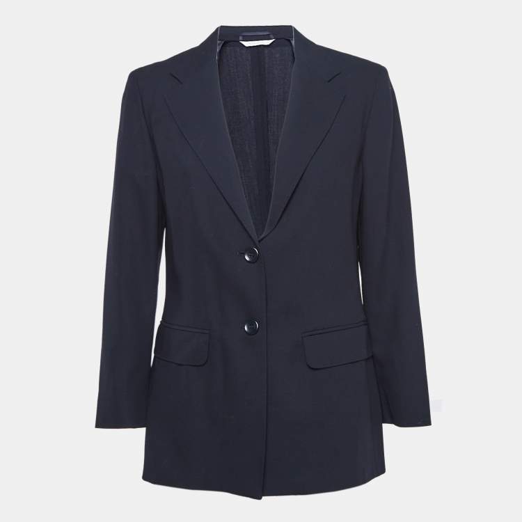 Pre Owned Max Mara Navy Blue Virgin Wool Blazer M