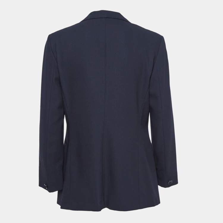 Pre Owned Max Mara Navy Blue Virgin Wool Blazer M