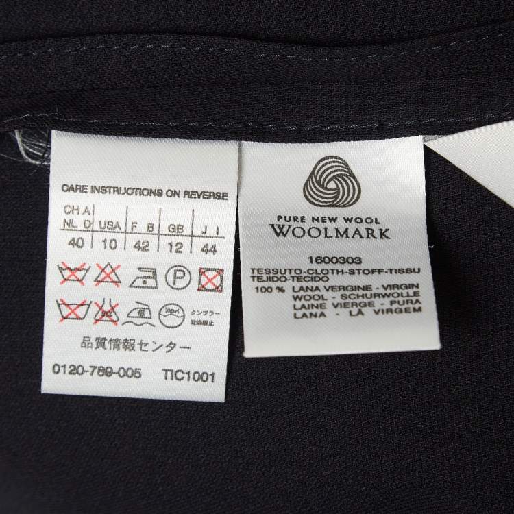 Pre Owned Max Mara Navy Blue Virgin Wool Blazer M