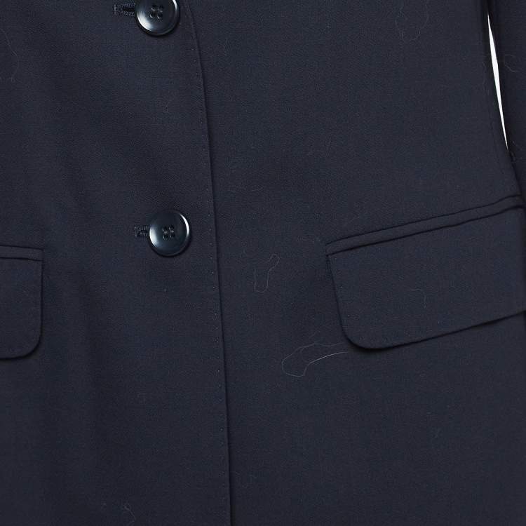 Pre Owned Max Mara Navy Blue Virgin Wool Blazer M
