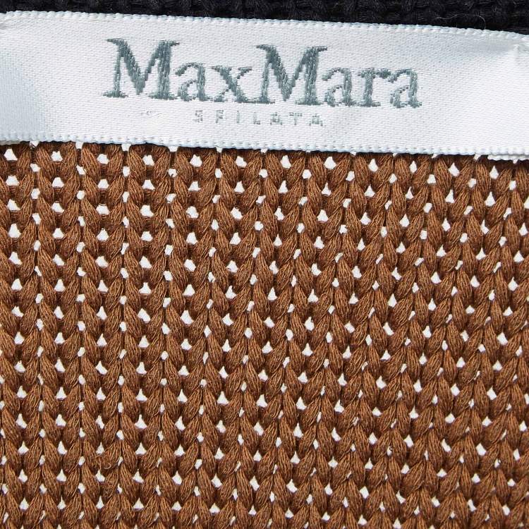 Pre Owned Max Mara Multicolor Intarsia Patterned Knit Open Cardigan S