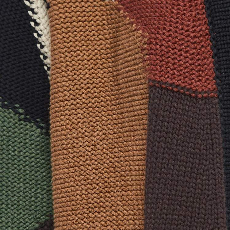 Pre Owned Max Mara Multicolor Intarsia Patterned Knit Open Cardigan S