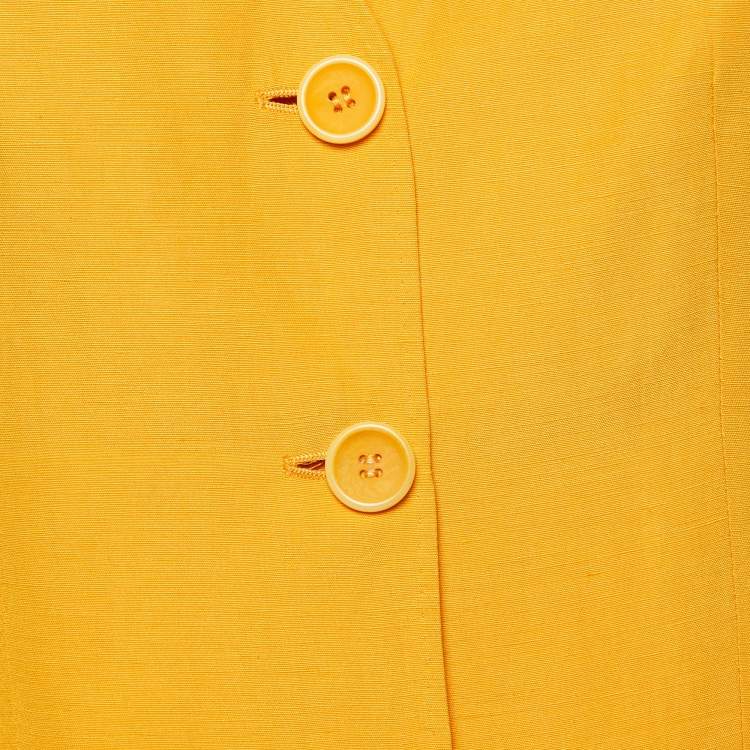 Pre Owned Max Mara Orange Linen & Silk Single Breasted Blazer M