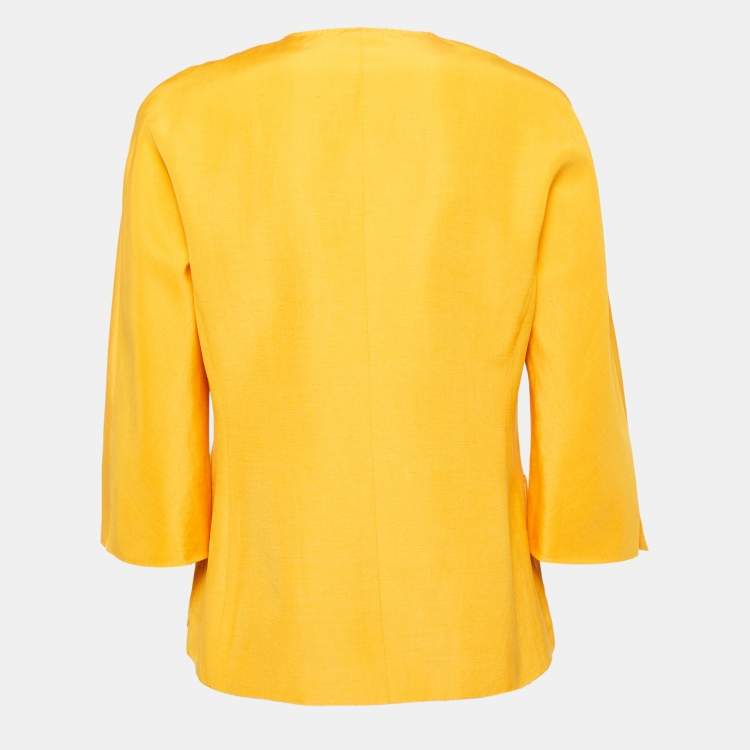 Pre Owned Max Mara Orange Linen & Silk Single Breasted Blazer M
